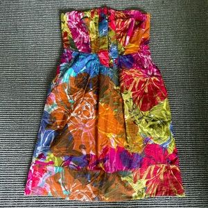 Anthropologie floral strapless dress